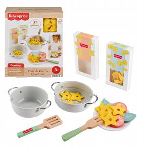 Žaisliniai virtuvės reikmenys, puodų ir makaronų rinkinys Mattel Fisher Price Chef Set JFG14, įvairių spalvų