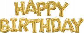 Фольгированный шар, набор буквы Teka Happy Birthday, золотой цв.
