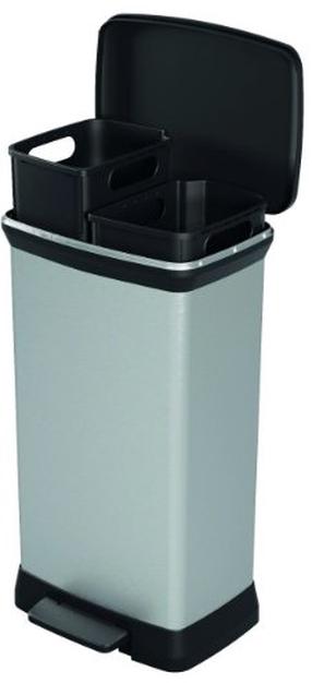 Šiukšliadėžė Curver Duo Deco, 23+23 l l, sidabro sp./juoda sp.