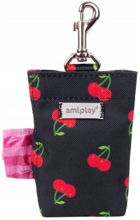 Maišelių šunų ekskrementams dėklas Amiplay Be Happy Dog Waste Dispenser Cherry, 6 cm x 2 cm juoda sp.