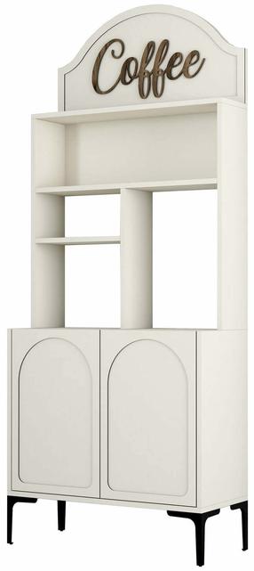 Daugiafunkcinė virtuvės spinta Kalune Design Lyon 80, juoda sp./kreminė sp., 35 cm x 81.3 cm x 201 cm