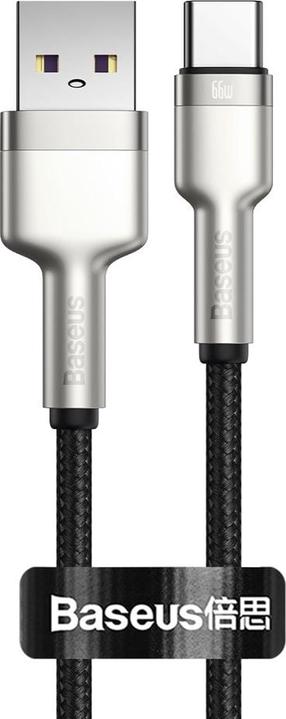 Vads Baseus Cafule Metal USB Type-C, USB Type A, 0.25 m, melna krās.
