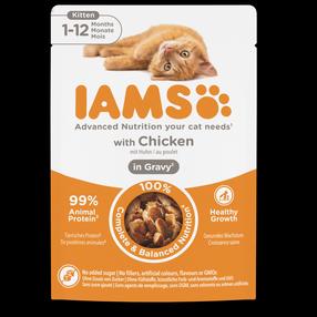 Влажный корм для кошек IAMS Kitten Junior Rich in Succulent Roast Chicken, курица, 0.085 кг