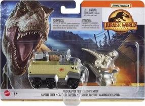 Игрушечный автомобильный набор с динозаврами Mattel Jurassic World Matchbox, зеленый цв./серый цв.