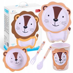 Комплект посуды Bocioland Lion, 1 г., пластик, коричневый цв./белый цв.