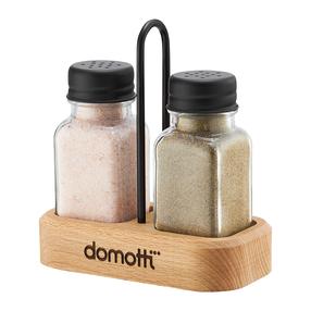 Sāls un piparu trauka komplekts Domotti Temis Square, melna krās., 12 cmx6.5 cm