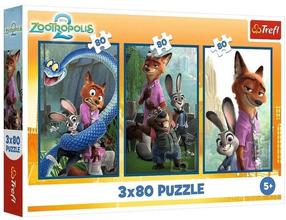 Puzle 3in1 Trefl Zootropolis 2 Animal Investigation, 27.5 cm x 18 cm, 240 gab., daudzkrāsaina