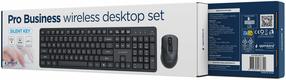 Belaidis klaviatūros ir pelės komplektas Gembird Pro Business Silent key KBS-WMS-01, Anglų (INT), juoda sp.