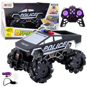  Rc politseiauto Lean Toys Side Wheels Off Road, 1:16, must v.