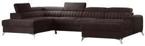 Kampinė sofa Lacante Velvetmat 22, tamsiai ruda sp., kairinė, 202 x 354 cm x 92 cm
