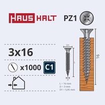 Medsraigtis, universalieji Haushalt PZ1, 3 x 16 mm, balta sp., 1000 vnt.