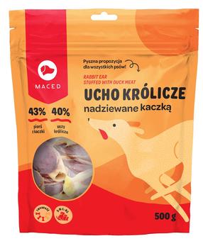 Gardums suņiem Maced Duck & Rabbit Ear, truša gaļa/pīles gaļa, 0.5 kg