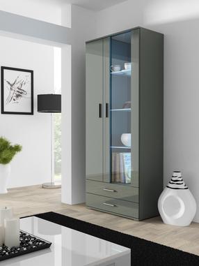Vitrina Cama Meble Soho S6 2D2S SOHOWITS6 SZ/SZ, pilka sp., 80 cm x 41 cm x 192 cm