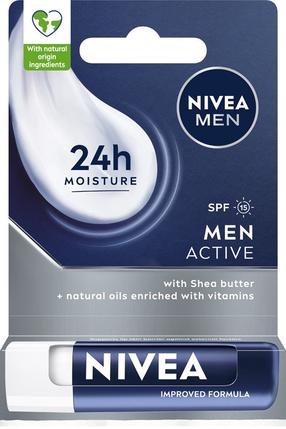 Lūpų balzamas Nivea Active, 4.8 g, skaidri sp.