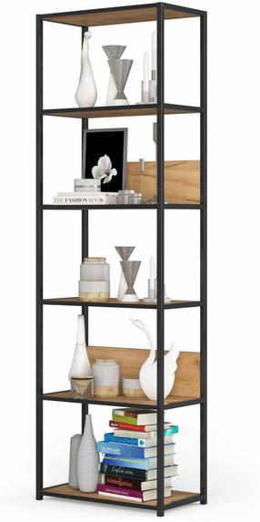 Grīdas plaukts Akord Furniture Factory, ozola krās./melns krās., 192 cm x 60 cm x 32 cm