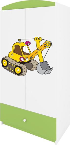 Vaikiška spinta Kocot Kids Babydreams Digger, balta sp./žalia sp., 90 cm x 52 cm x 175.5 cm
