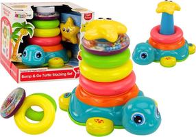 Izglītojoša piramīda, bruņurupucis Lean Toys 2in1 Bump & Go, daudzkrāsaina