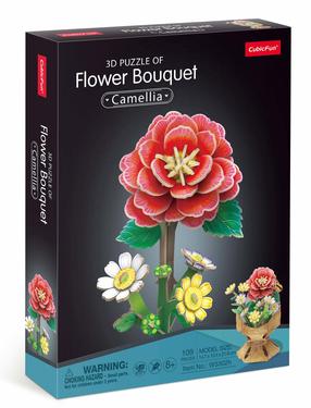 3D пазл Cubicfun Flower Bouquet Camellia, 13.7 см x 14.7 см, 109 шт., многоцветный