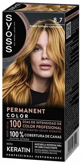 Plaukų dažai Syoss Permanent Color, rub dorad caramelo sp., 8,7