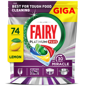 Nõudepesumasina kapslid Fairy Platinum + All in One Miracle, 74 tk