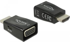 Adapteris Delock HDMI male, VGA Female, juoda sp.