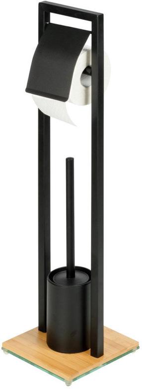 Tualeto reikmenų stovas Wenko Bamboo, ruda sp./juoda sp., 18 cm x 72.5 cm x 18 cm