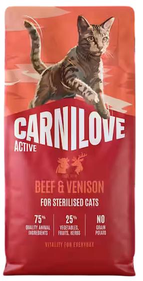 Kuiv kassitoit Carnilove Active Beef & Venison, veiseliha, 6 kg
