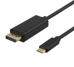 Vads Deltaco Baltic, DisplayPort/USB Type-C, 200 cm, melna krās.