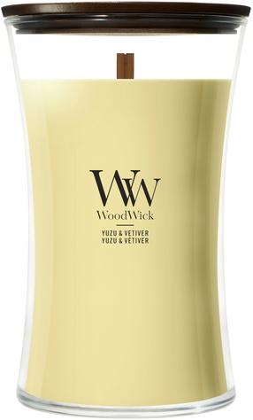 Küünal, lõhna WoodWick Yuzu & Vetiver, 90 - 140 h, 609 g, kollane v.
