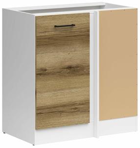 Kampinė virtuvės spintelė Junona Line Right, balta sp./light delano oak sp., 45 cm x 78.5 cm x 82.5 cm