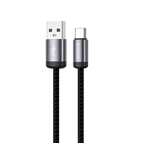 Kabelis Jellico B27 Woven Cotton, USB Type C/USB Type A, 100 cm, juoda sp., 30 W
