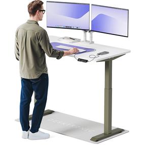 Kompiuterio stalas reguliuojamo aukščio Desktronic HomeOne, 140 cm x 70 cm, 72 - 122 cm, alyvuogių žalia sp./balta sp.