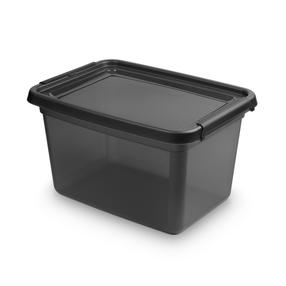 Daiktadėžė su dangčiu, daiktų saugojimo Orplast Base Store Coal, 15 l, skaidri sp./juoda sp., 38 x 28 x 22.5 cm
