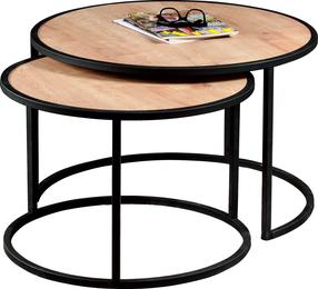Kavos staliukas Kalune Design Tambur, juoda sp./šviesiai ruda sp., 66 - 80 cm