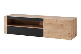 Televizoriaus spintelė ASM Aron, ąžuolo/juoda, 160 cm x 45 cm x 41.7 cm