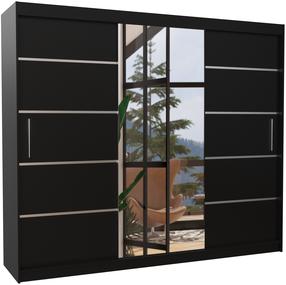Spinta Salto, juoda sp., 58 cm x 250 cm x 215 cm, su veidrodžiu
