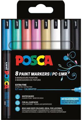 Universaalne markerite komplekt Posca Metallic, ühepoolsed, mitmevärviline, 8 tk