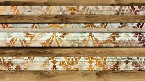 Fototapeet Artgeist Wooden Elegance - Background With Wood Motif And White And Gold Ornaments, 280 cm x 500 cm
