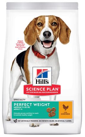 Sausas šunų maistas Hill's Science Plan Canine Adult Perfect Weight Medium, vištiena, 2 kg