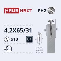Savisriegis Haushalt DIN 14566, 4.2 mm x 65 mm/31 mm, 10 vnt.