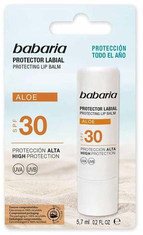 Средство для ухода за загаром для губ Babaria Aloe Vera SPF30, 5.7 мл