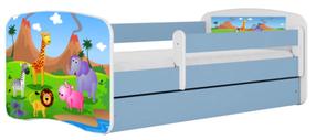 Детская кровать Kocot Kids Babydreams Safari, синий цв./белый цв., 80 x 180 cm, c ящиком для постельного белья, без матраса