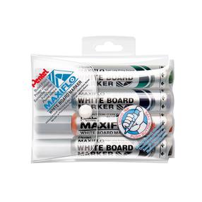 Valge tahvli marker, 2 - 6 mm, sinine v./must v./punane v., 4 tk