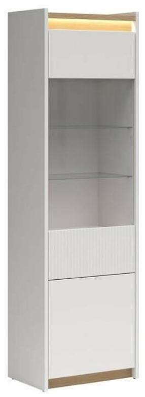 Vitrina Luwia, blyški pilka sp./arles oak sp., 40 cm x 60 cm x 200.5 cm