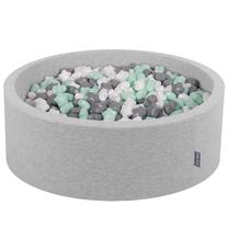 Baseinas su kamuoliukais KiddyMoon Round Ball Pit Round 600 Stars, 90 cm x 90 cm, 600 vnt, balta sp./žalia sp.