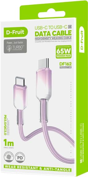 Laidas D-Fruit DF162, USB Type C, 100 cm, violetinė sp., 65 W