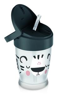 Vaikiškas puodelis Lovi My Straw Junior, 250 ml, 1 m., plastikas, juoda sp./pilka sp.