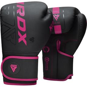 Boksa cimdi RDX Sports F6 Matte, melna krās./rozā krās., 14 oz