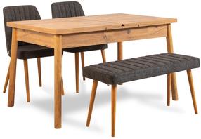 Valgomojo komplektas Kalune Design Santiago 1053 - 3 A, pušies sp./antracito sp.