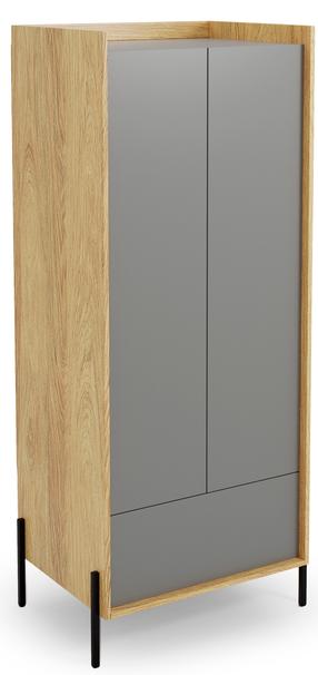 Skapis Mobius 2D, ozola krās./pelēka krās., 78 cm x 60 cm x 179 cm